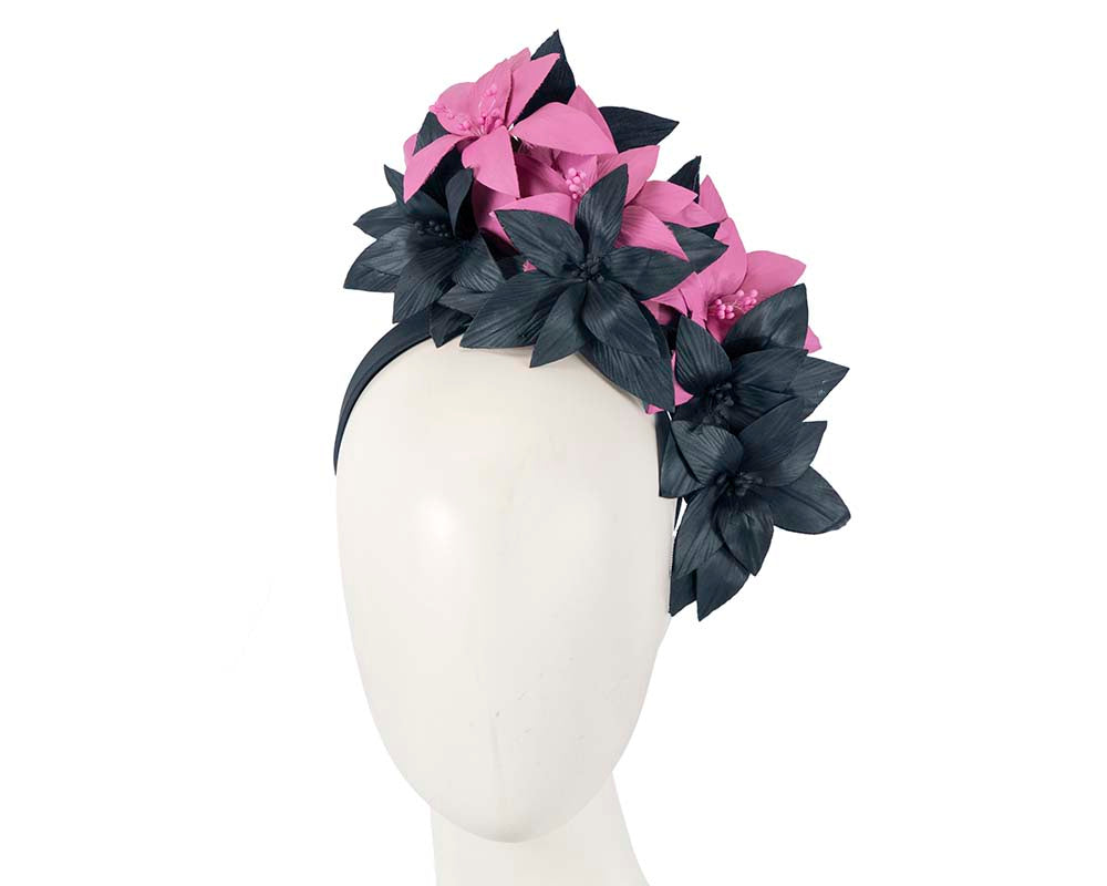 Navy & Fuchsia flower fascinator by Cupids Millinery-0